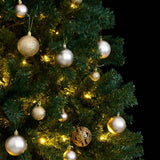 Vidaxl Kunstkerstboom z zawiasami 300 diod LED i kulki świąteczne 210 cm