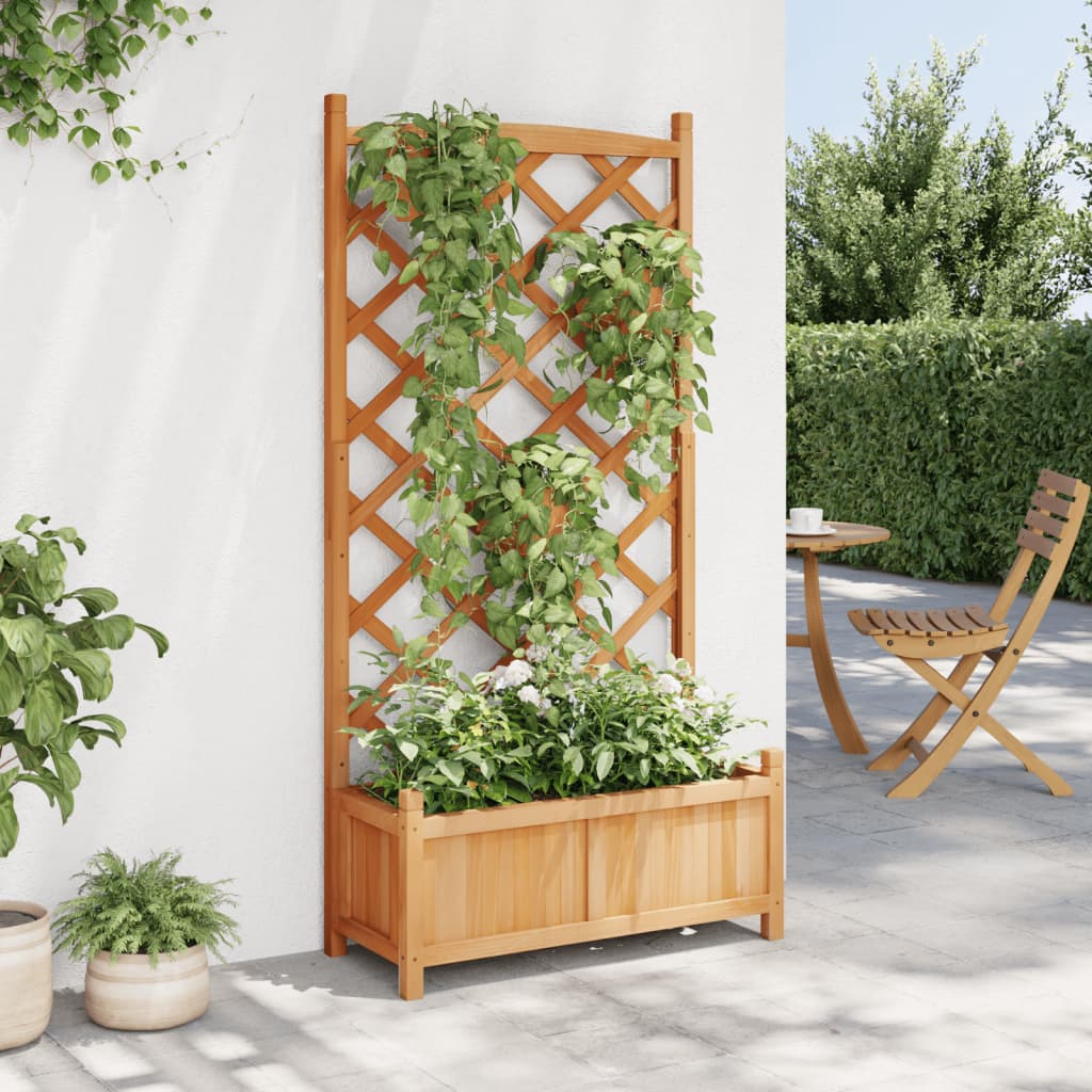 Vidaxl fioriera con latwerk solido vurenhout marrone