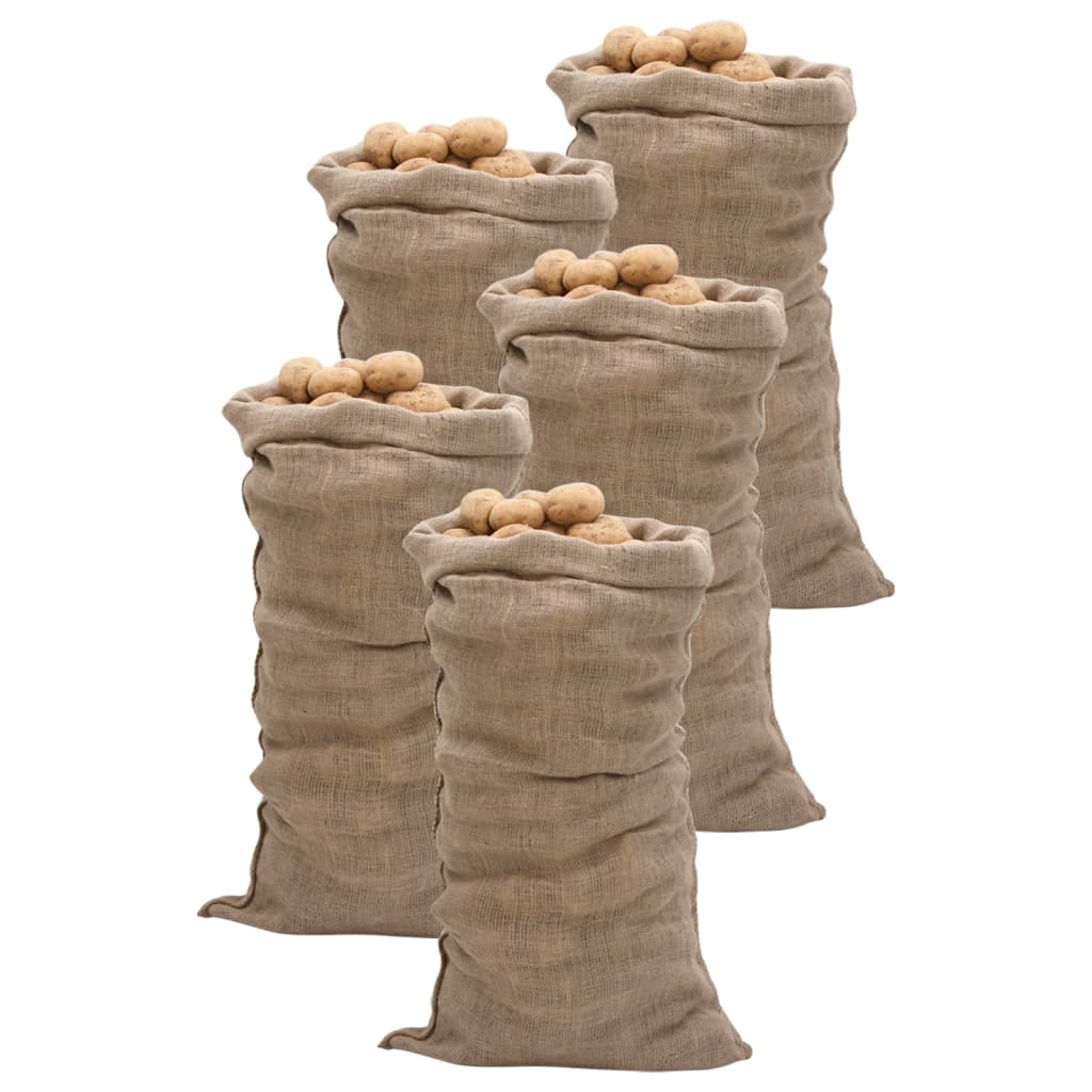 Vidaxl Jute -Taschen 5 Stück 220 g m² 65x135 cm 100% Jute