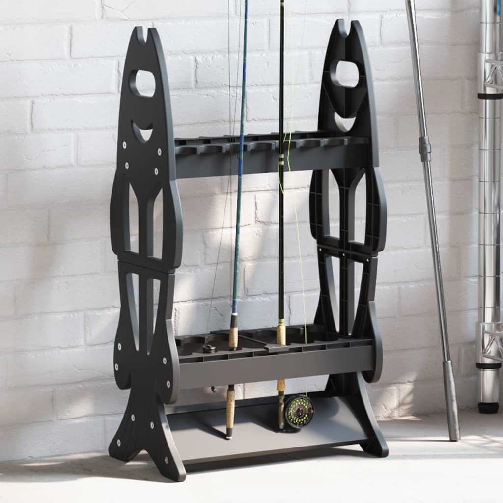 Vidaxl Fishing Rack for 16 Rods Black