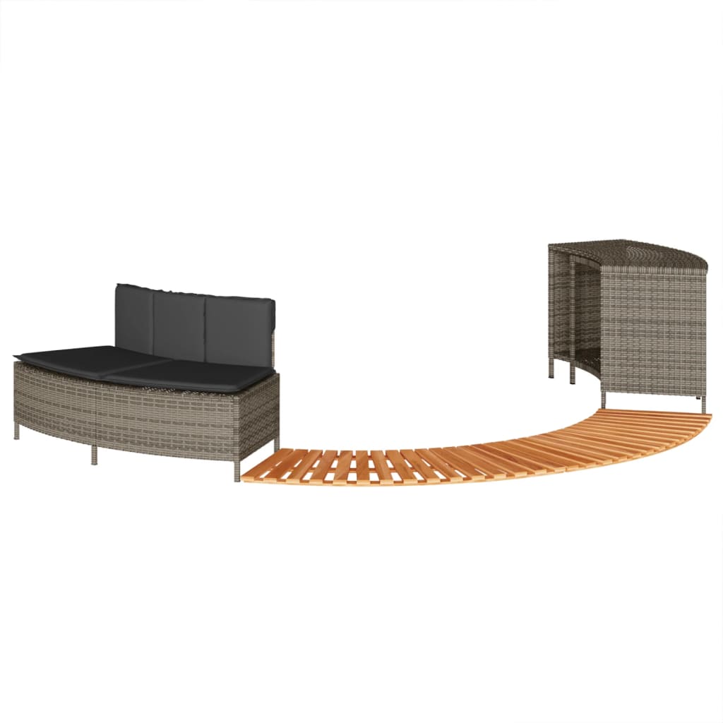 Vidaxl HotTub-Ombouw Poly Rattan Solid Acaciahout Gray