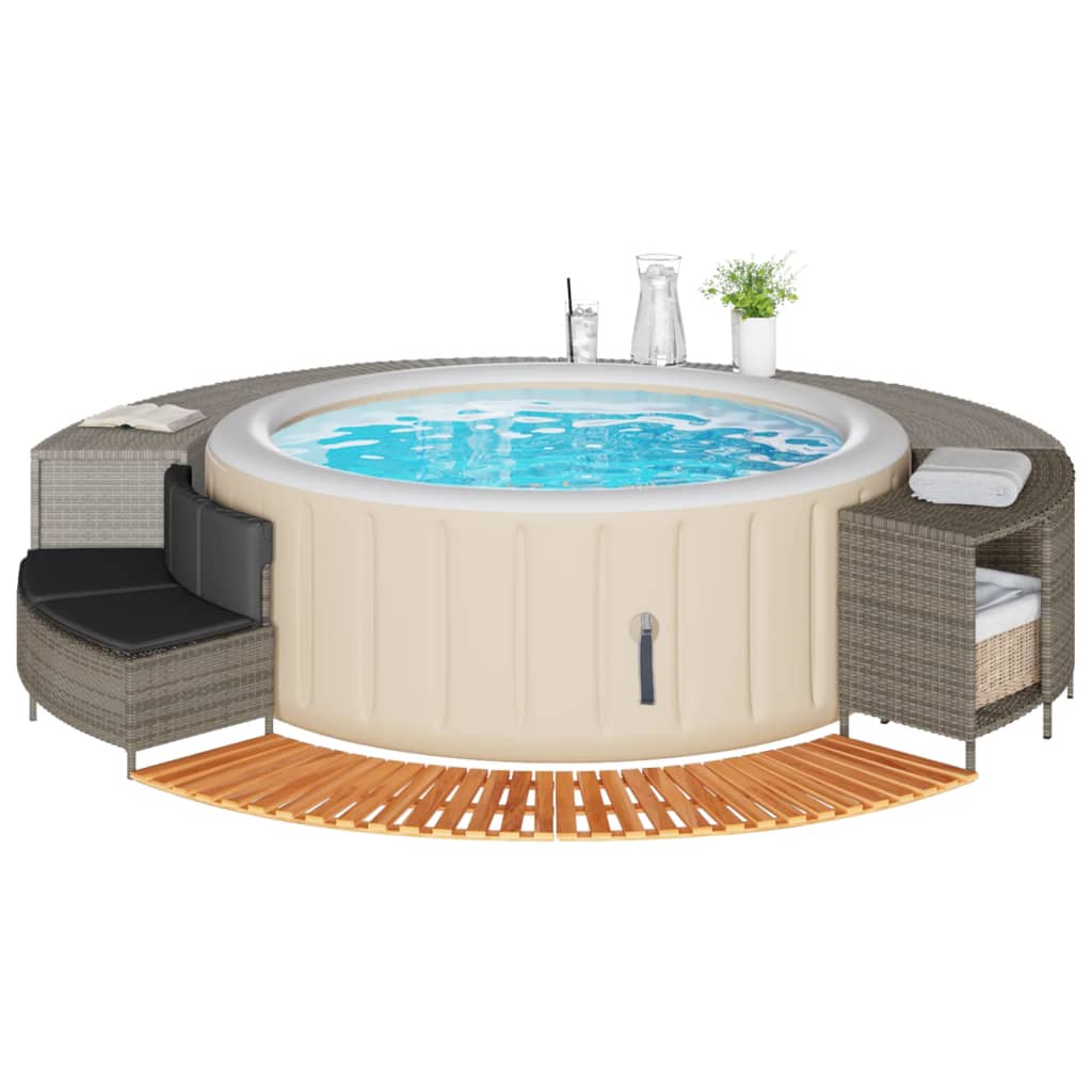 Vidaxl HotTub-Ombouw Poly Rattan Solid Acaciahout Gray