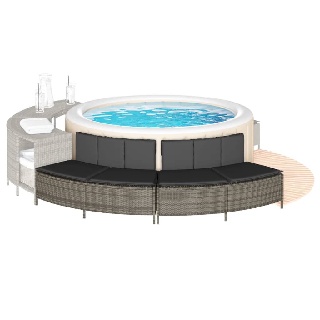 VidaXL hot tub benches with cushions 2 pcs poly rattan gray