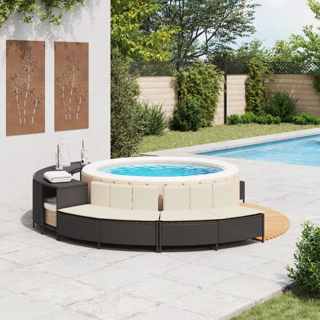 Vidaxl HotTub benches with pillows 2 st poly rattan black