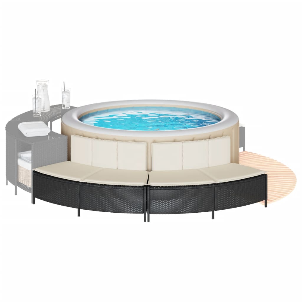 Vidaxl HotTub benches with pillows 2 st poly rattan black