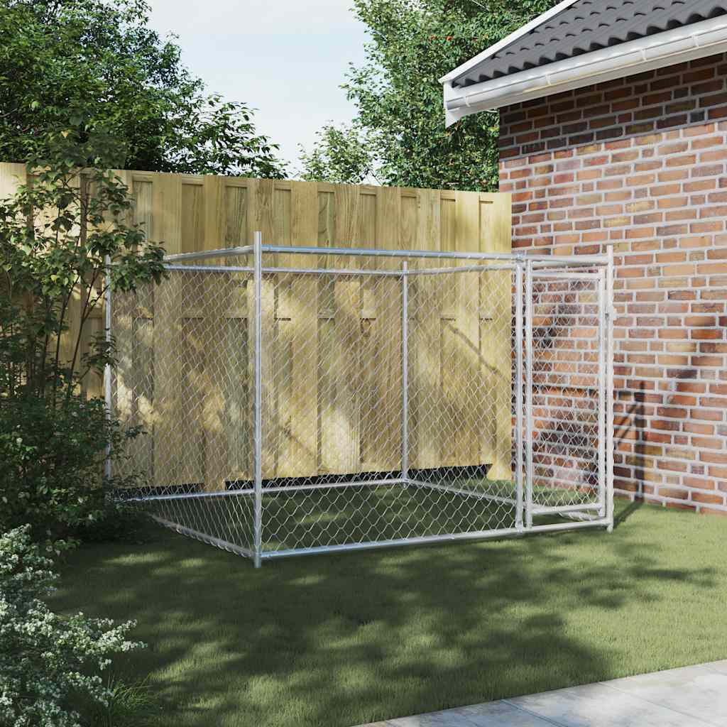 Vidaxl hundloft med dörr 2x2x1.5 m galvaniserat stålgrå