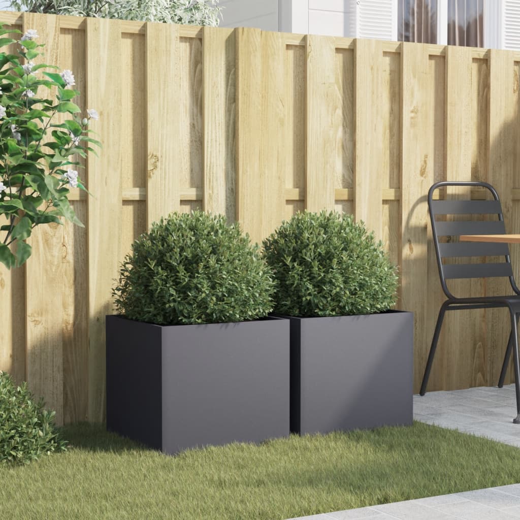 Vidaxl Planters 2 st 42x40x39 cm steel anthracite -colored