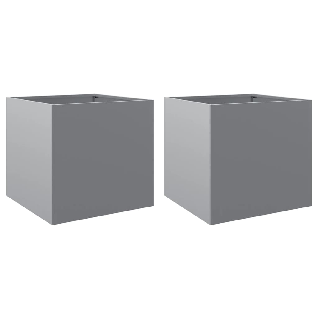Vidaxl Planters 2 St 42x40x39 cm galvanisert stål sølvfarge