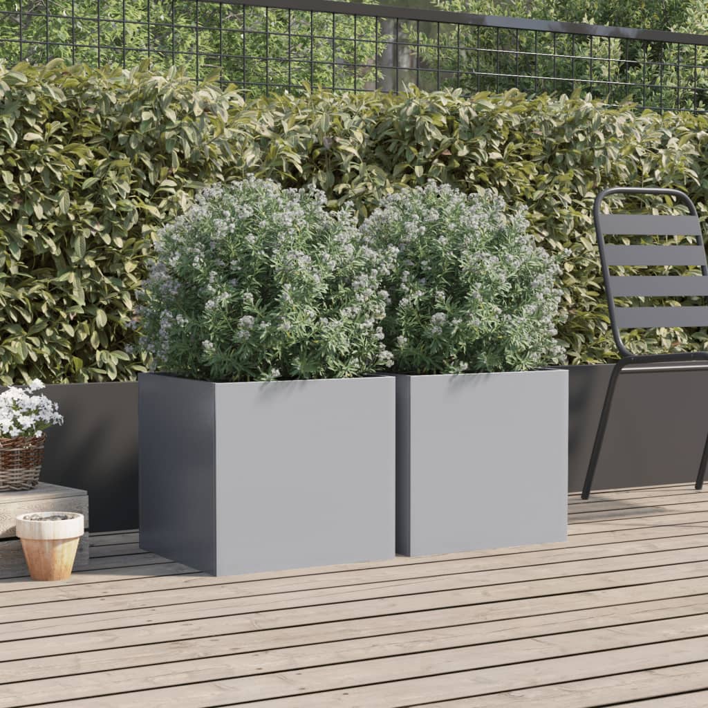 Vidaxl Planters 2 St 42x40x39 cm galvanisert stål sølvfarge