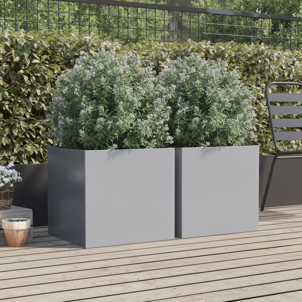 Vidaxl Planters 2 st 49x47x46 cm Galvanized steel silver color