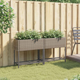 Plantadores Vidaxl con estante 2 PCS 70x28x70 Poly Rattan Gray