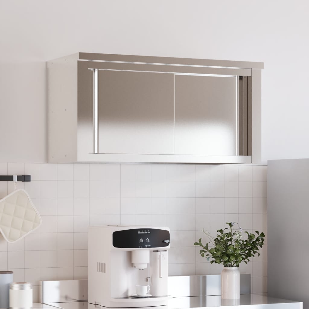 Vidaxl Kitchen Wall Cupboard med skyvedører rustfritt stål