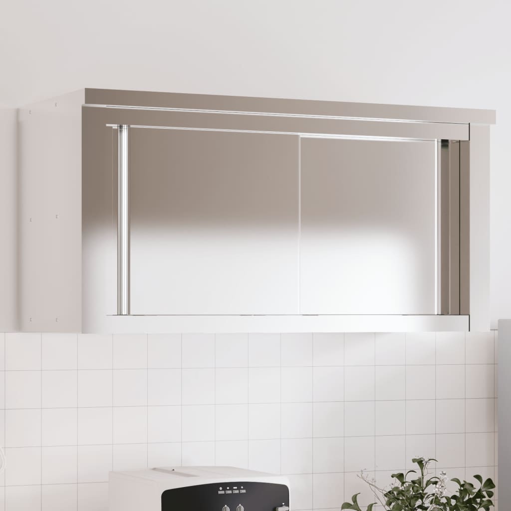 Vidaxl Kitchen Wall Cupboard med skyvedører rustfritt stål