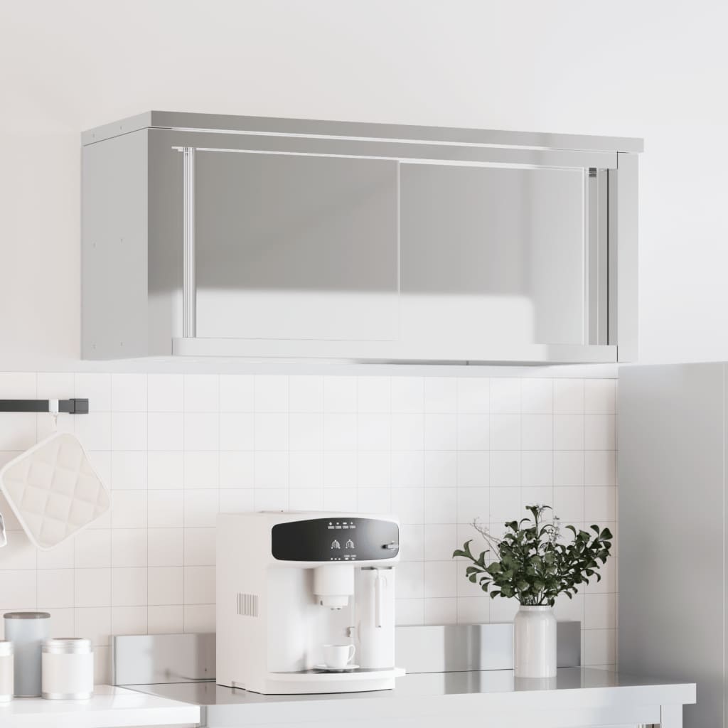 Vidaxl Köksväggskåp med skjutdörrar rostfritt stål