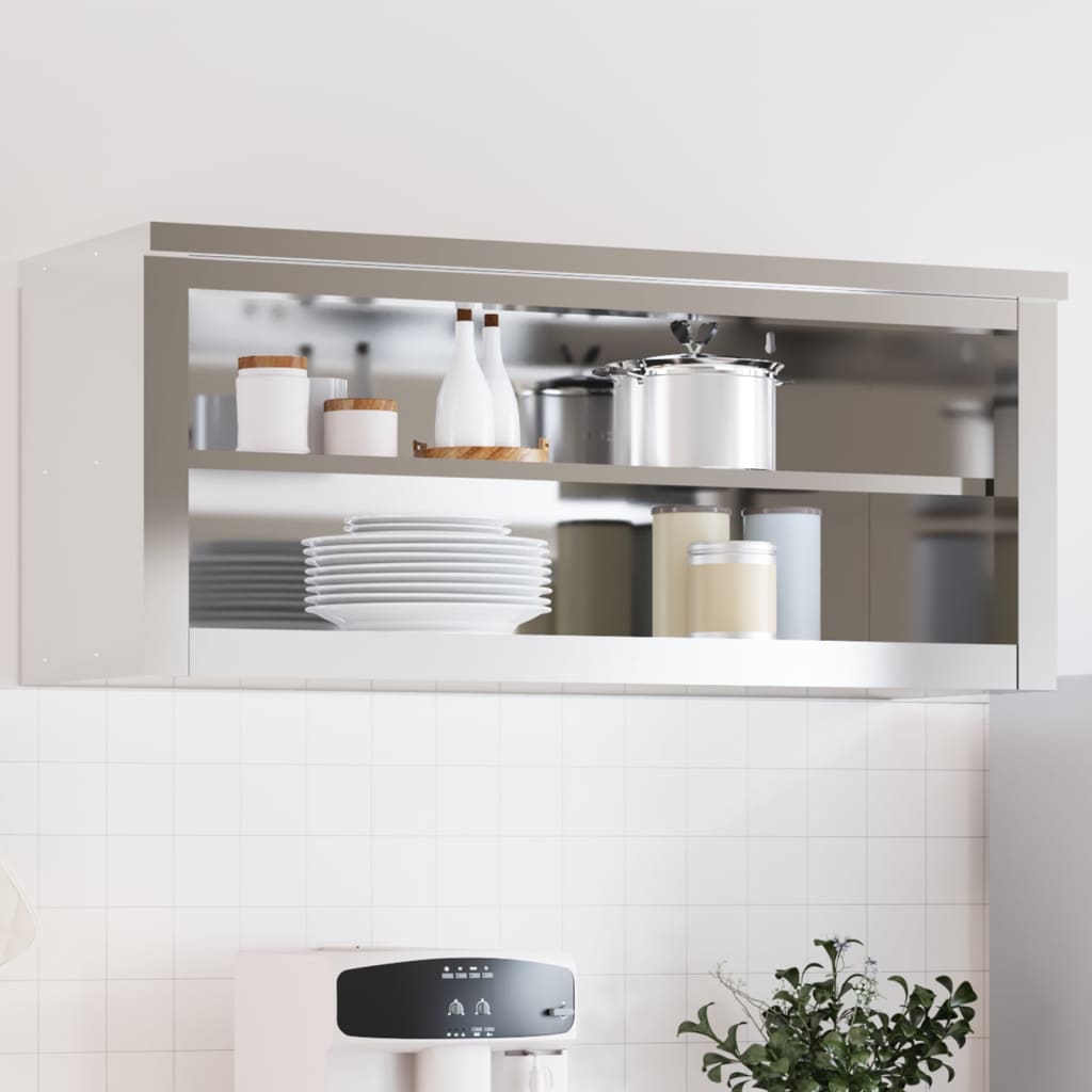 Armario de pared de cocina Vidaxl con estante de acero inoxidable