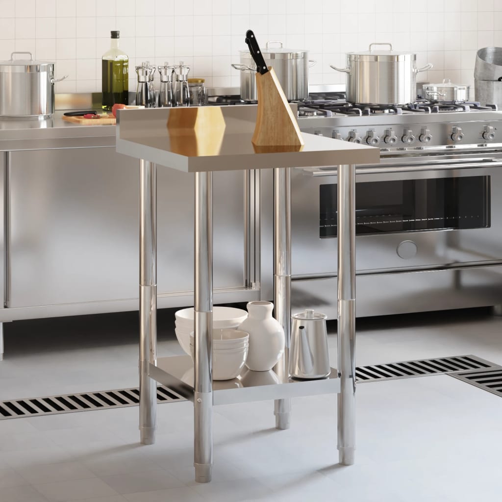 Vidaxl Kitchenwork table with splash screen 55x55x93 cm Stainless steel