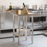 Vidaxl Kitchenwork table with splash screen 55x55x93 cm Stainless steel
