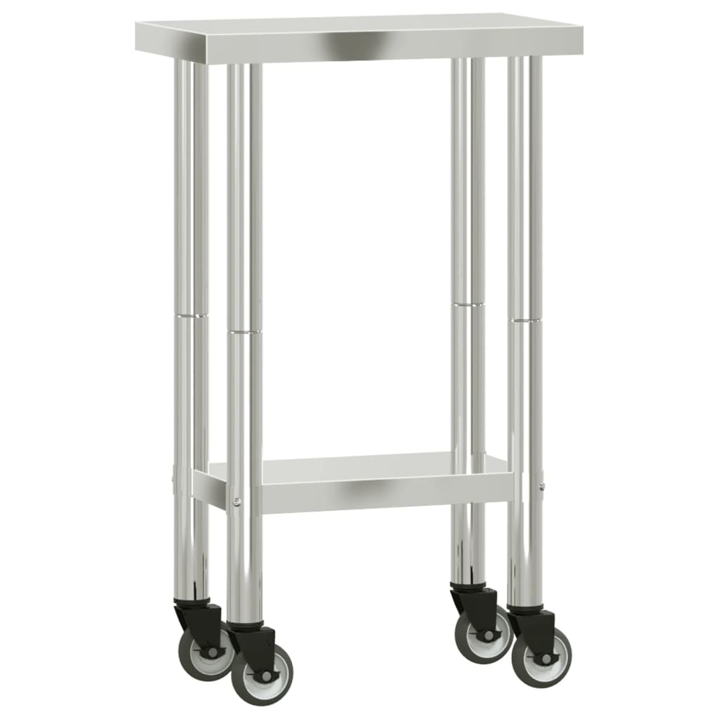 Vidaxl Kitchenwork table with wheels 55x30x85 cm Stainless steel