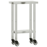 Vidaxl Kitchenwork table with wheels 55x30x85 cm Stainless steel