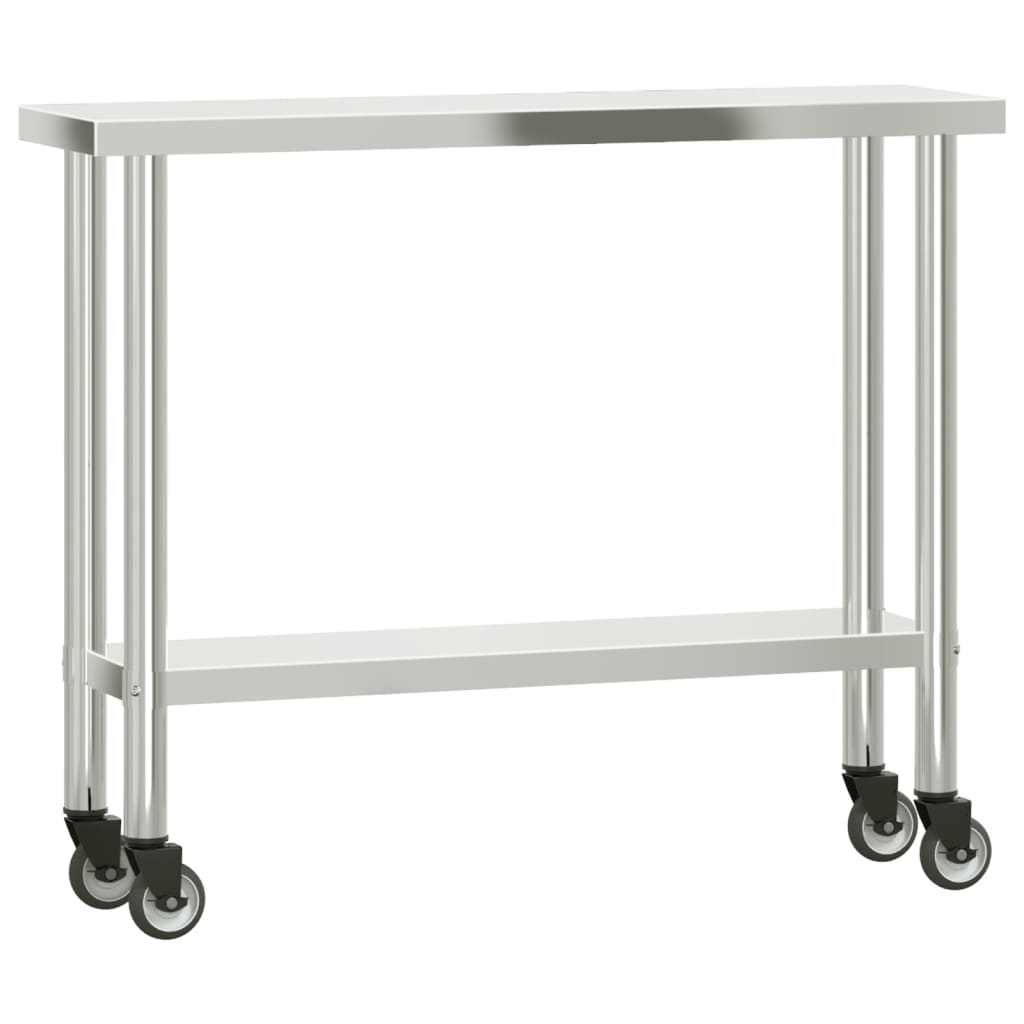 Vidaxl kuchyňský stůl s koly 110x30x85 cm z nerezové oceli