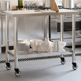 Vidaxl Kitchenwork table with wheels 110x55x85 cm Stainless steel