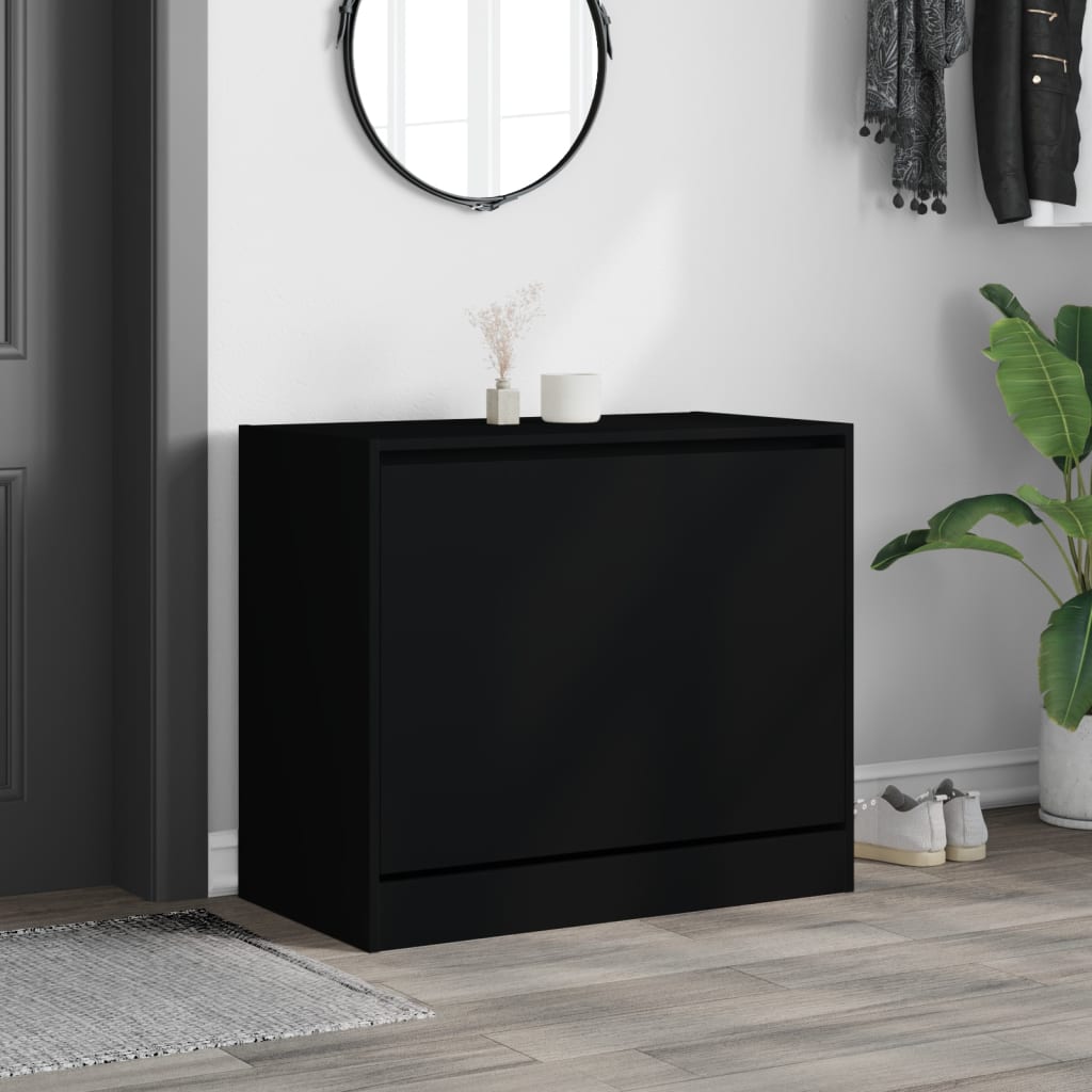 Omara za čevlje Vidaxl 80x42x69 cm Lastno leseno črno
