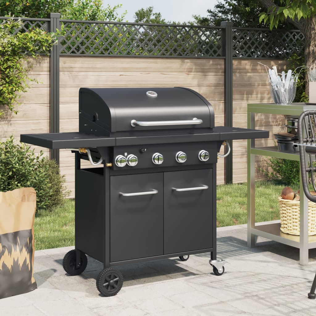 Vidaxl Gas Barbecue med 5 brennere pulverlakkert stål svart