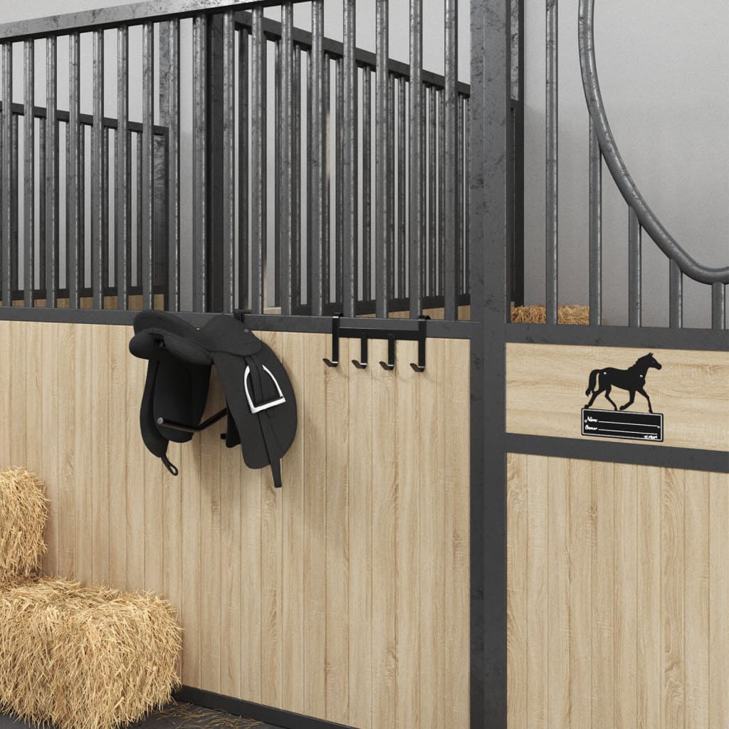 Držalo vidaxl Bridle s 4 kljukicami jekleno črno