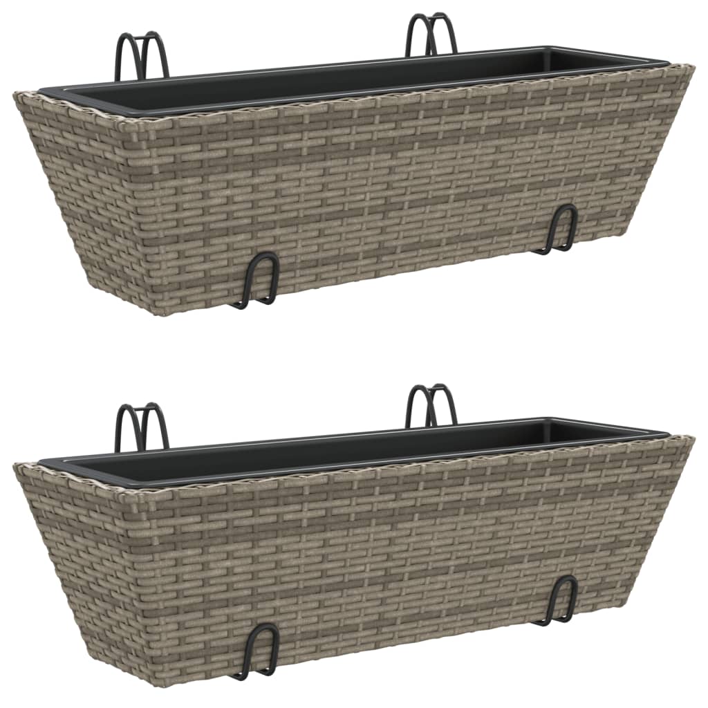 Vidaxl Planters 2 st med krokar Poly Rattan Gray