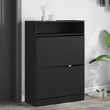 Armadio da scarpe Vidaxl con 2 cassetti pieghevoli 80x34x116 cm nero