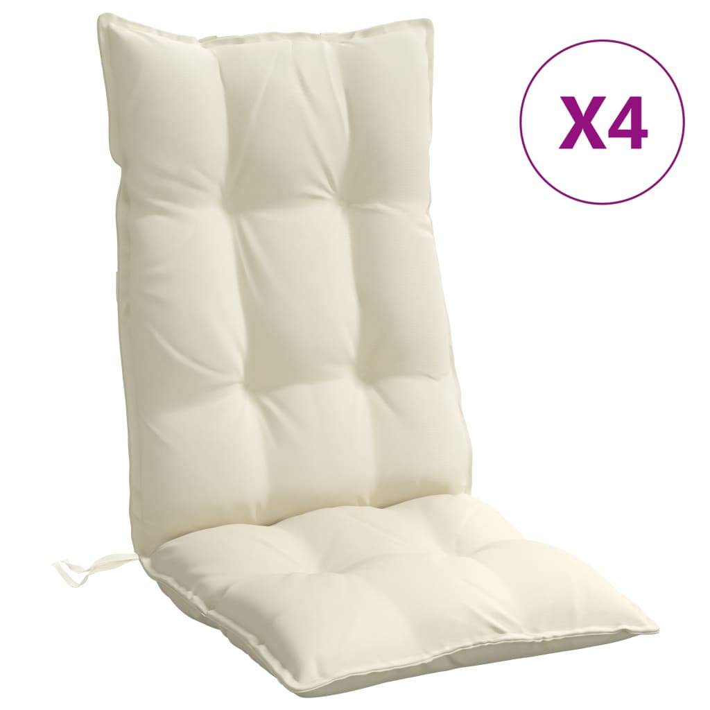 VidaXL chair cushions 4 st high back oxford fabric crème -colored
