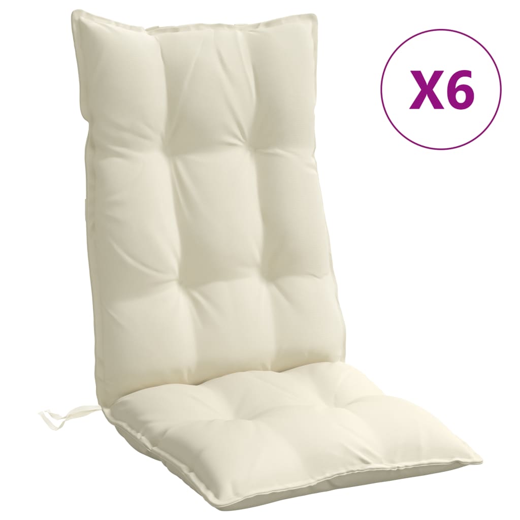 VidaXL chair cushions 6 st high back oxford fabric crème colored