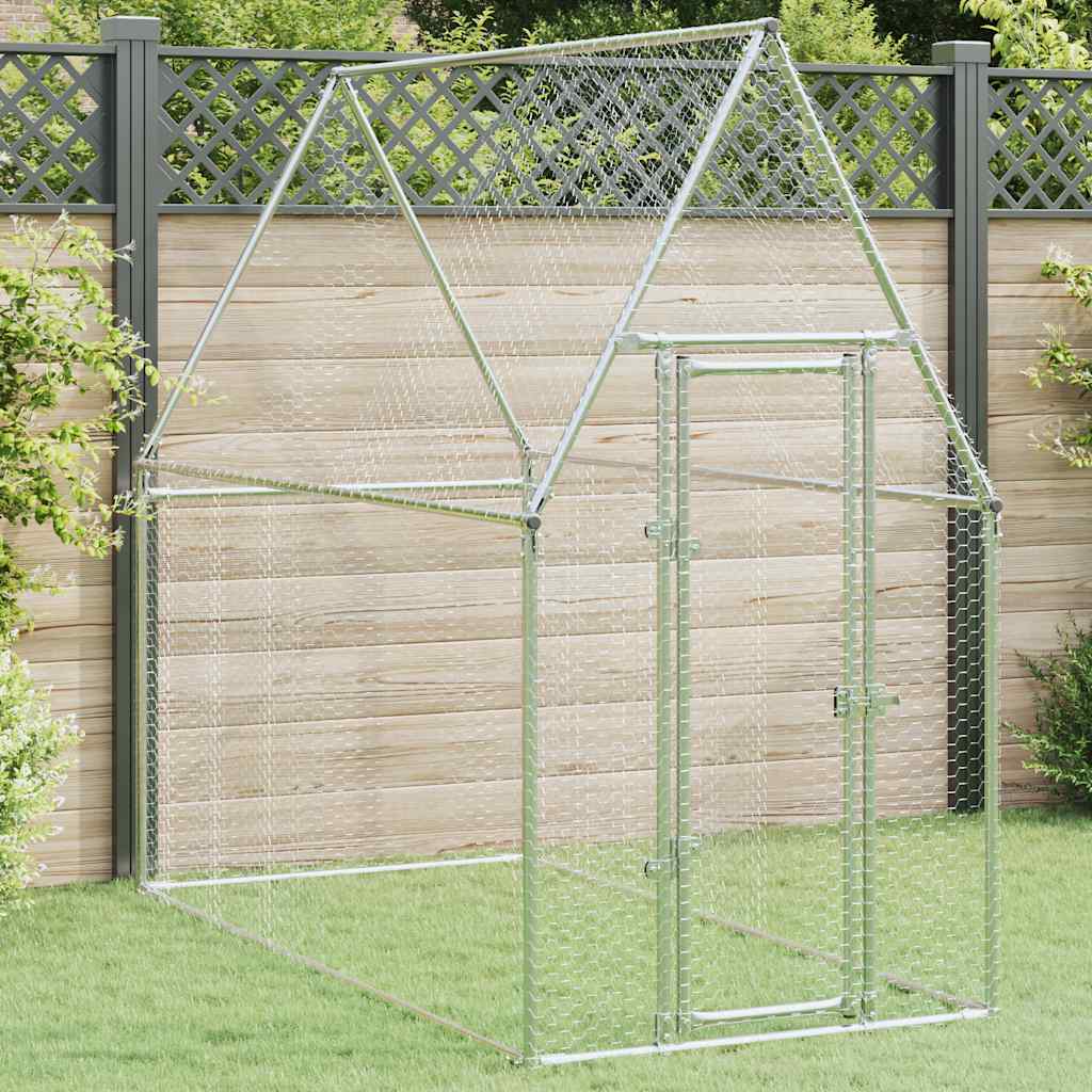 Vidaxl Chicken Coop 200x100x190 cm galvanisert stål sølvfarget