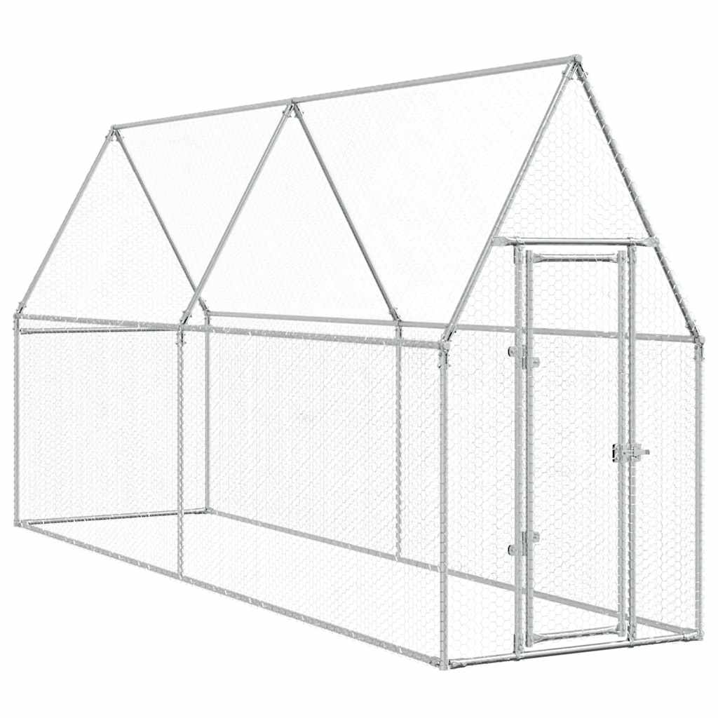 Vidaxl Chicken Coop 400x100x190 cm galvanisert stål sølvfarget