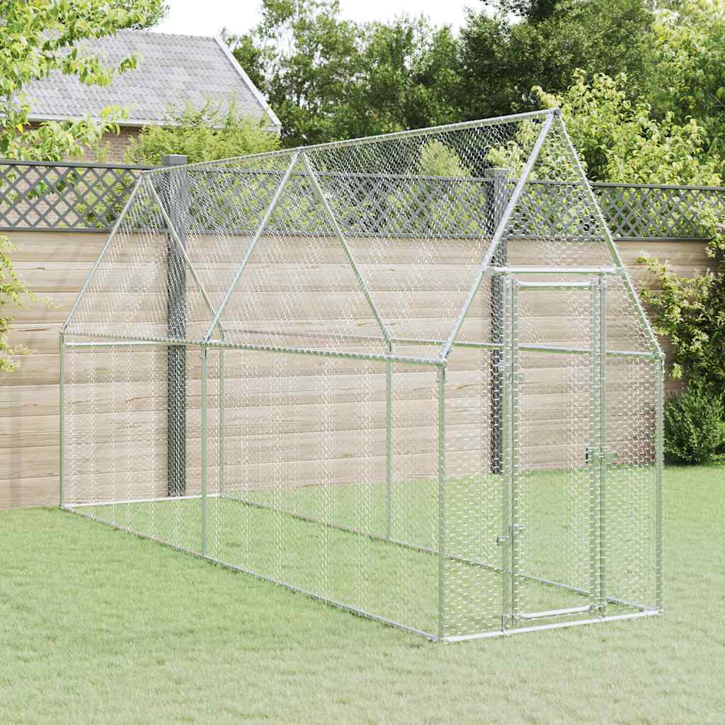 Vidaxl Chicken Coop 400x100x190 cm galvanisert stål sølvfarget