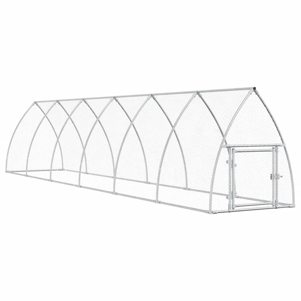Vidaxl Chicken Coop 600x105x120 cm galvanisert stål sølvfarget