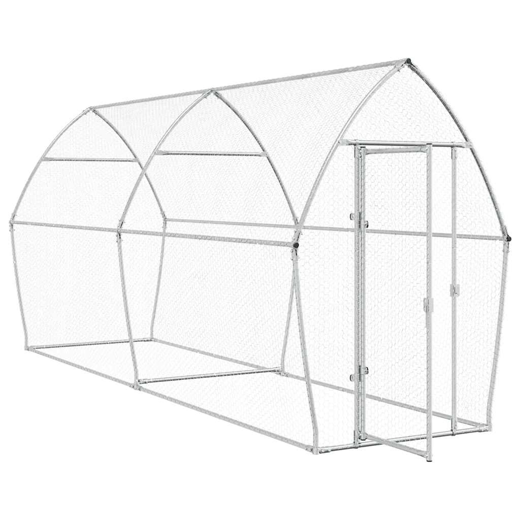Vidaxl Chicken Coop 400x105x182 cm galvanisert stål sølvfarget
