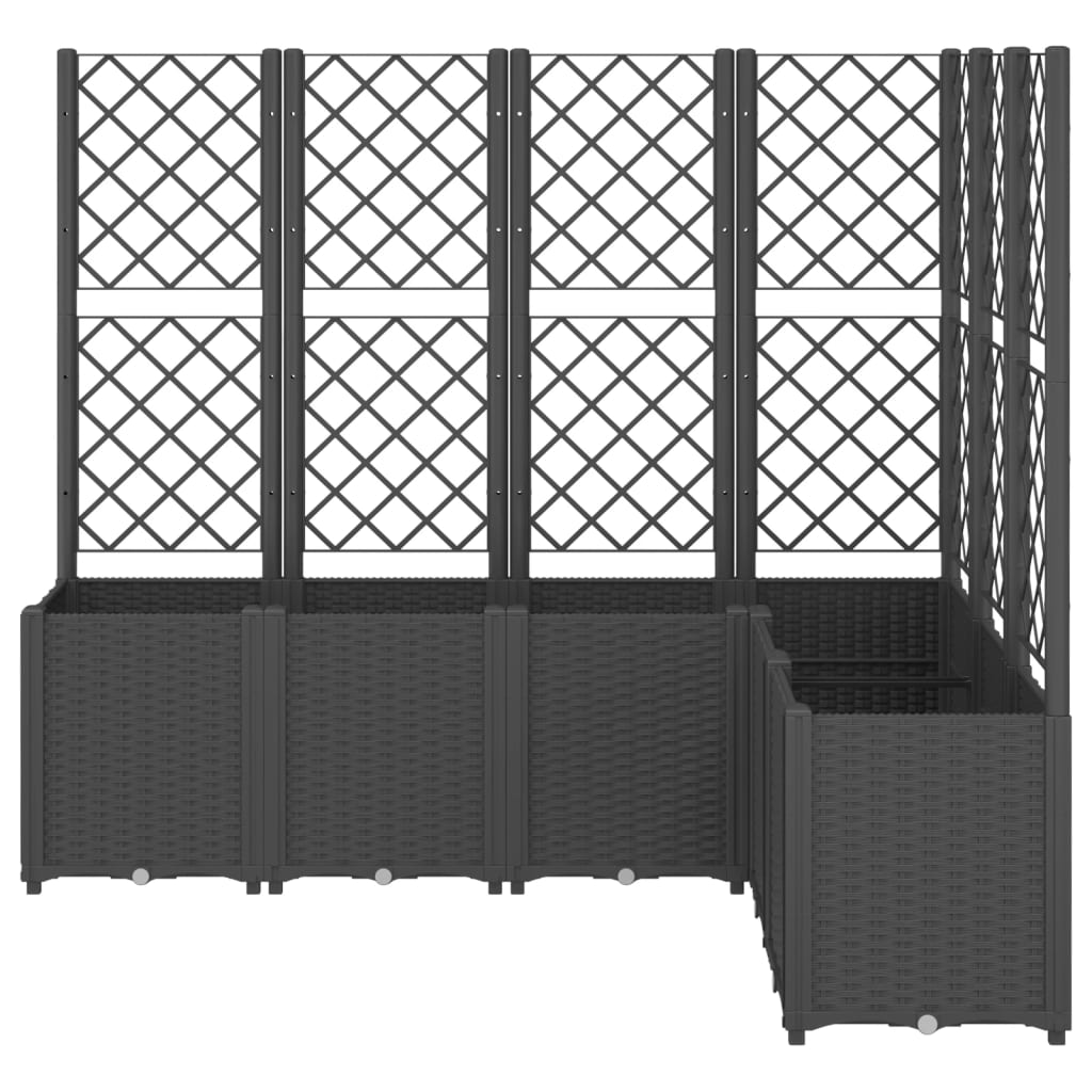 VIDAXL -Pflanzer mit Latwerk 160x120x140 cm Polypropen Schwarz