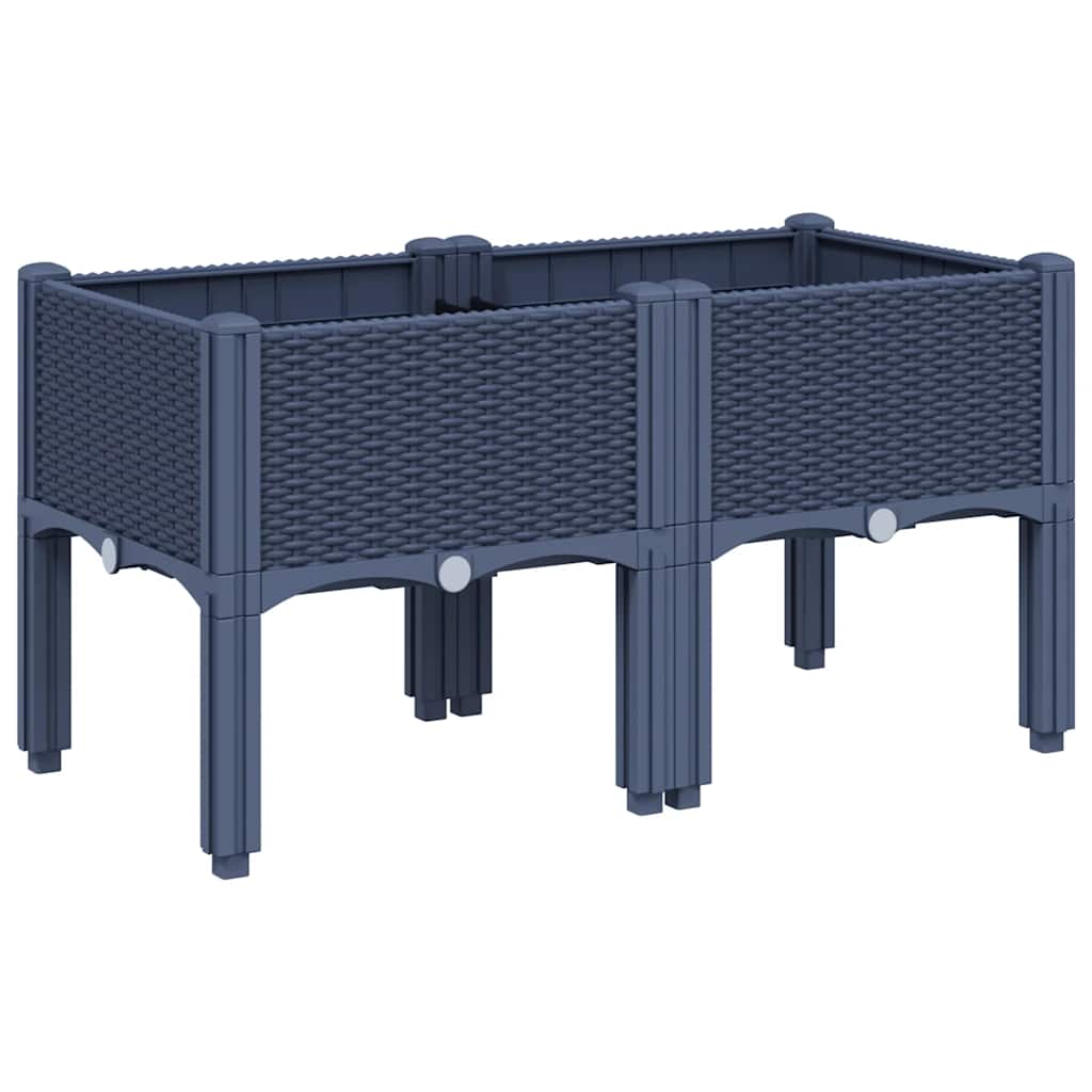 Vidaxl plantenbak met poten 80x40x42 cm polypropeen blauwgrijs
