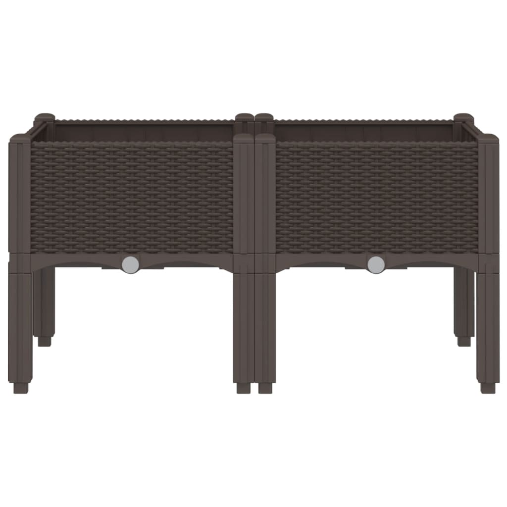 Vidaxl plantenbak met poten 80x40x42 cm polypropeen bruin