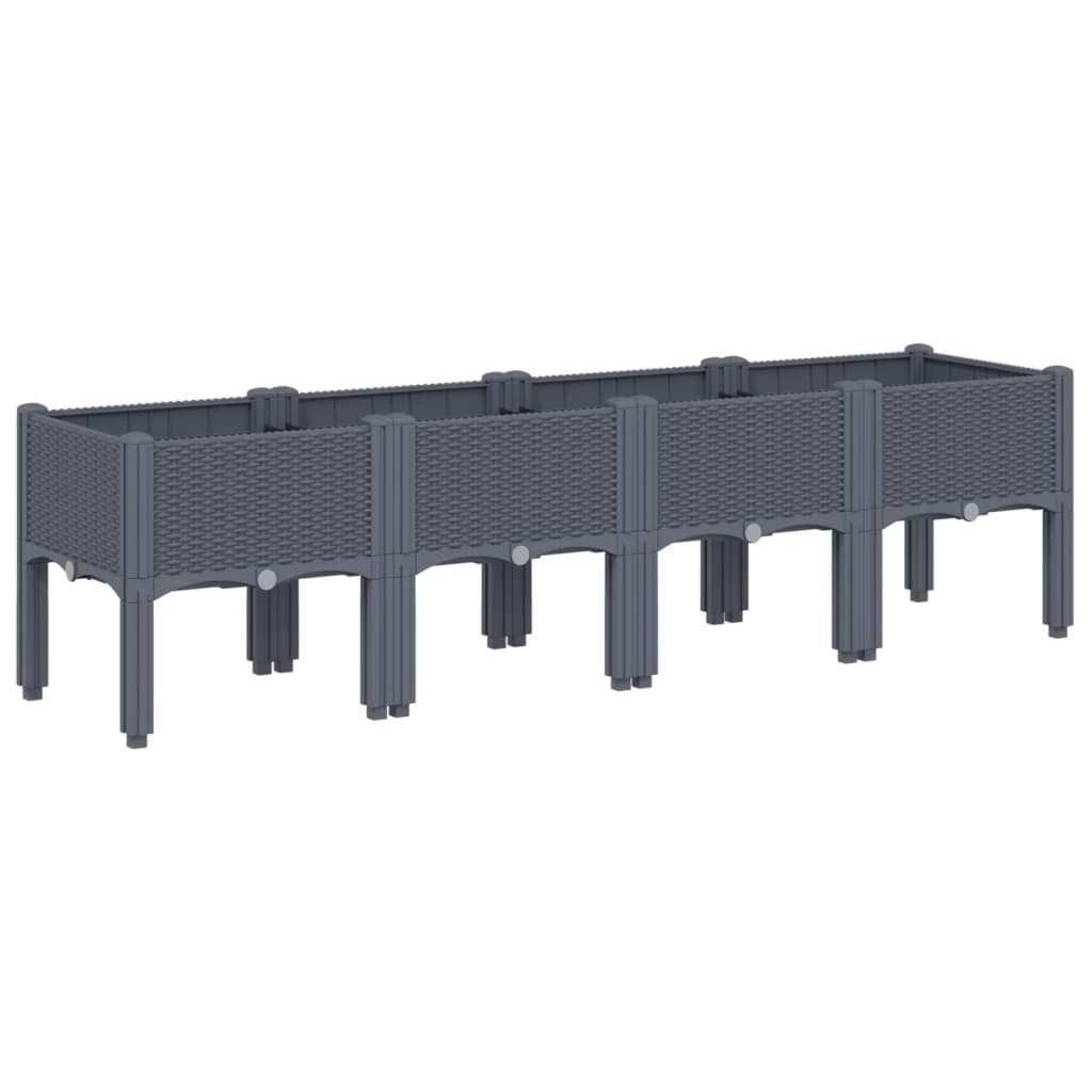 Vidaxl Planter med ben 160x40x42 cm polypropen grå