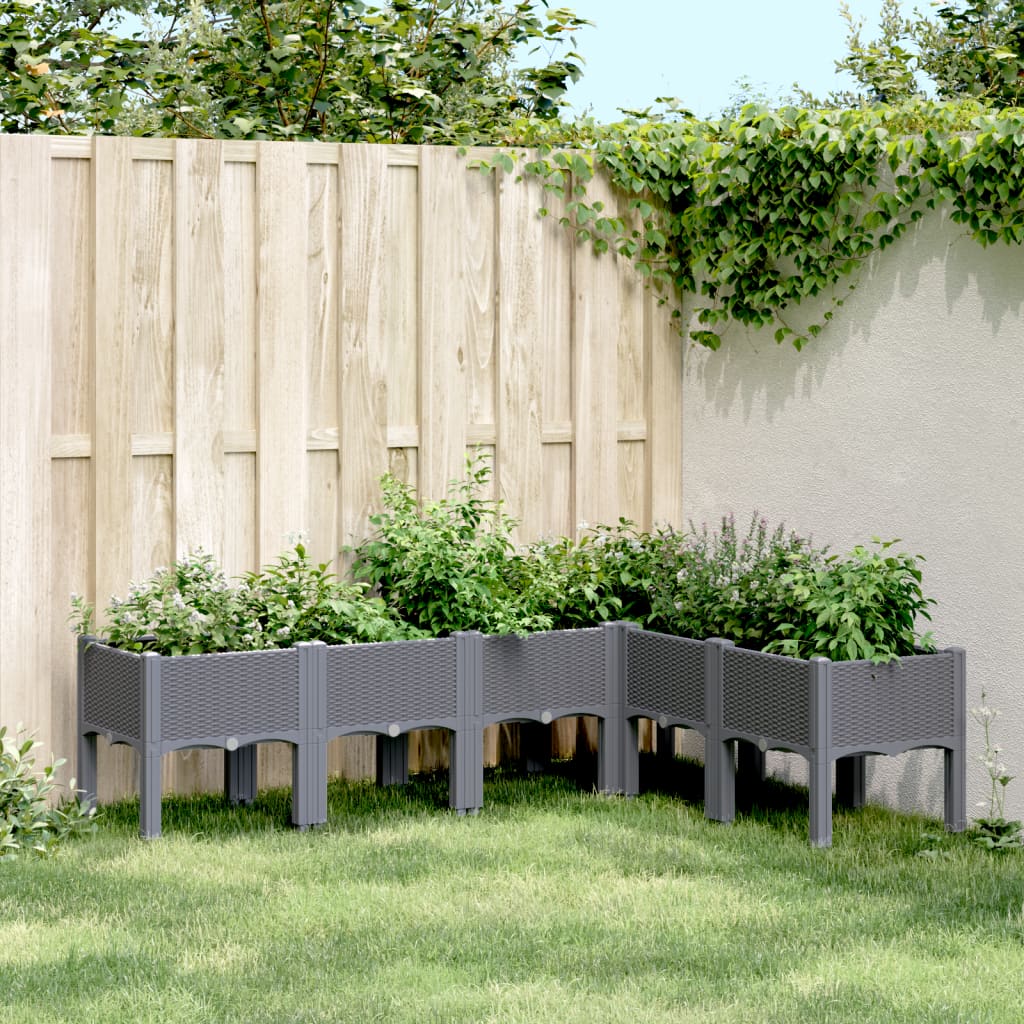 VidaXL Planter with legs 160x120x42 cm Polypropene gray