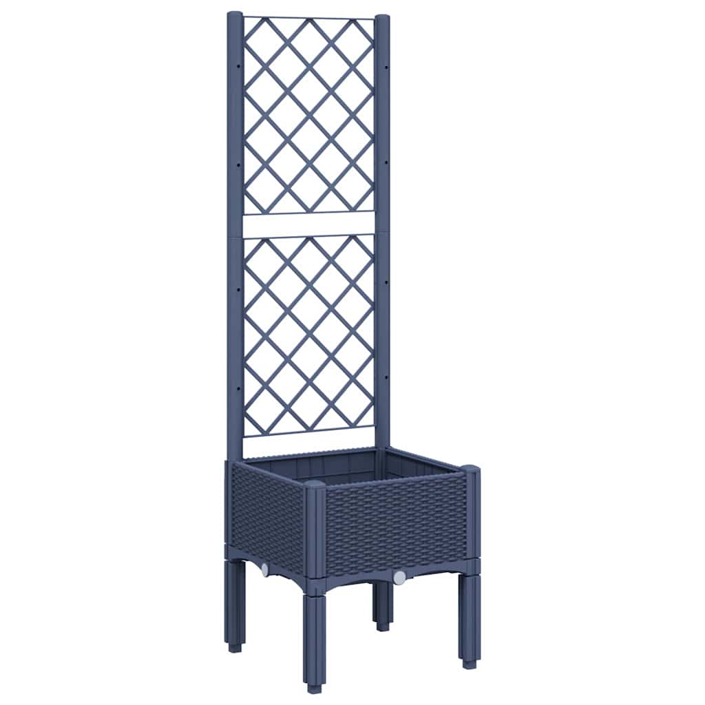Vidaxl plantenbak met latwerk 40x40x142 cm polypropeen blauwgrijs