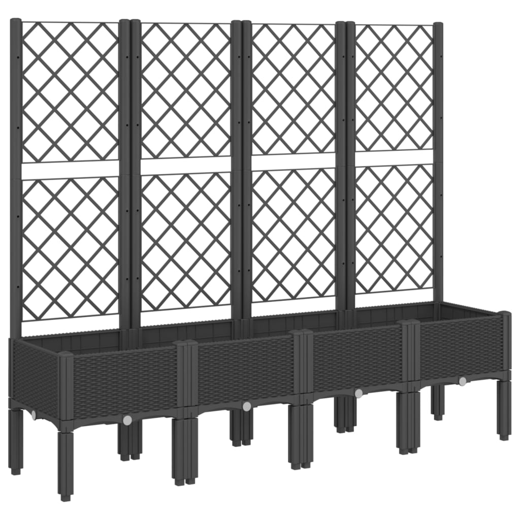 Vidaxl Plannet med latwerk 160x40x142 cm polypropen svart