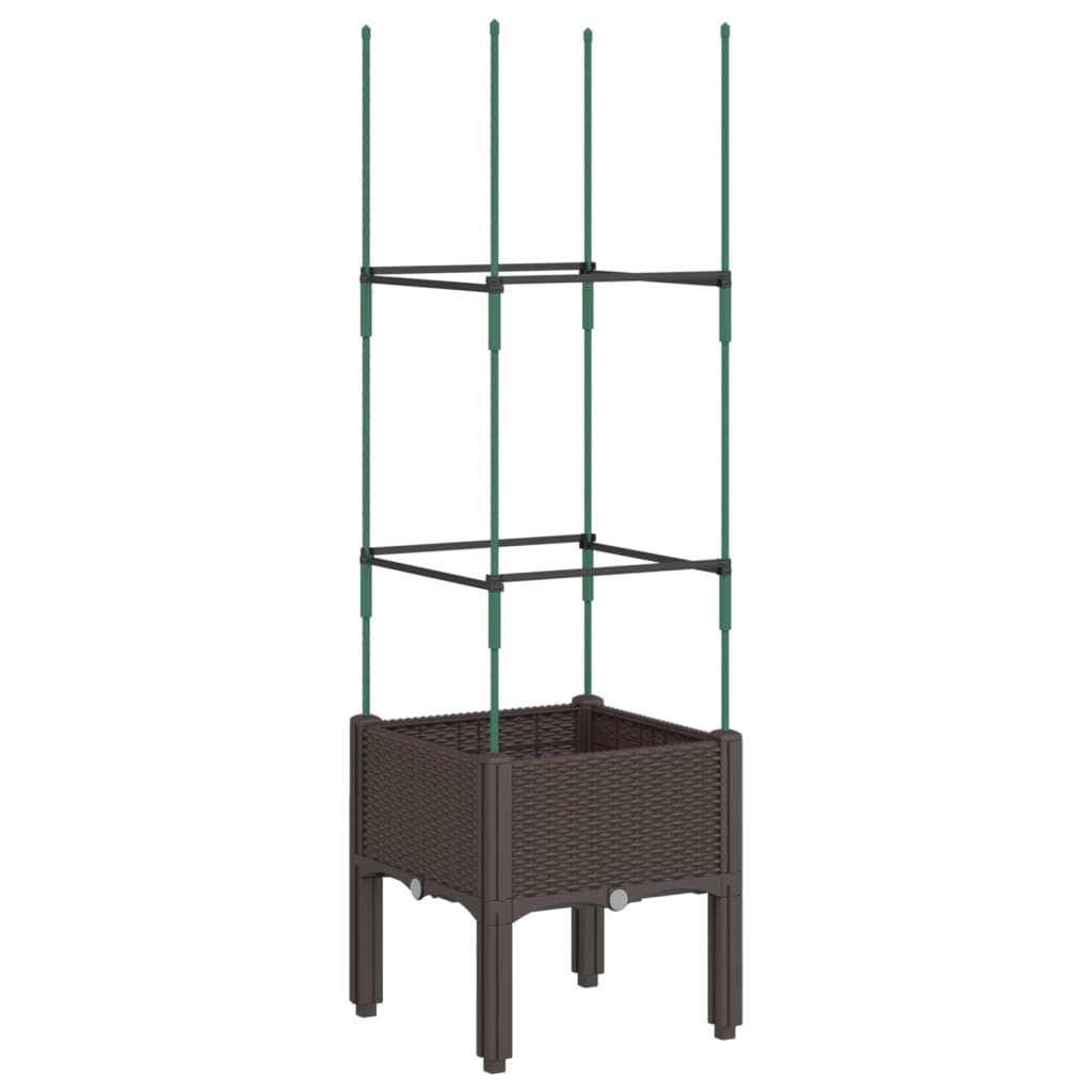 Vidaxl Planungskëscht mat Slat Aarbecht 40x4xx142.5 cm Polyprope brong