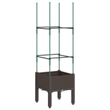 Vidaxl Planungskëscht mat Slat Aarbecht 40x4xx142.5 cm Polyprope brong