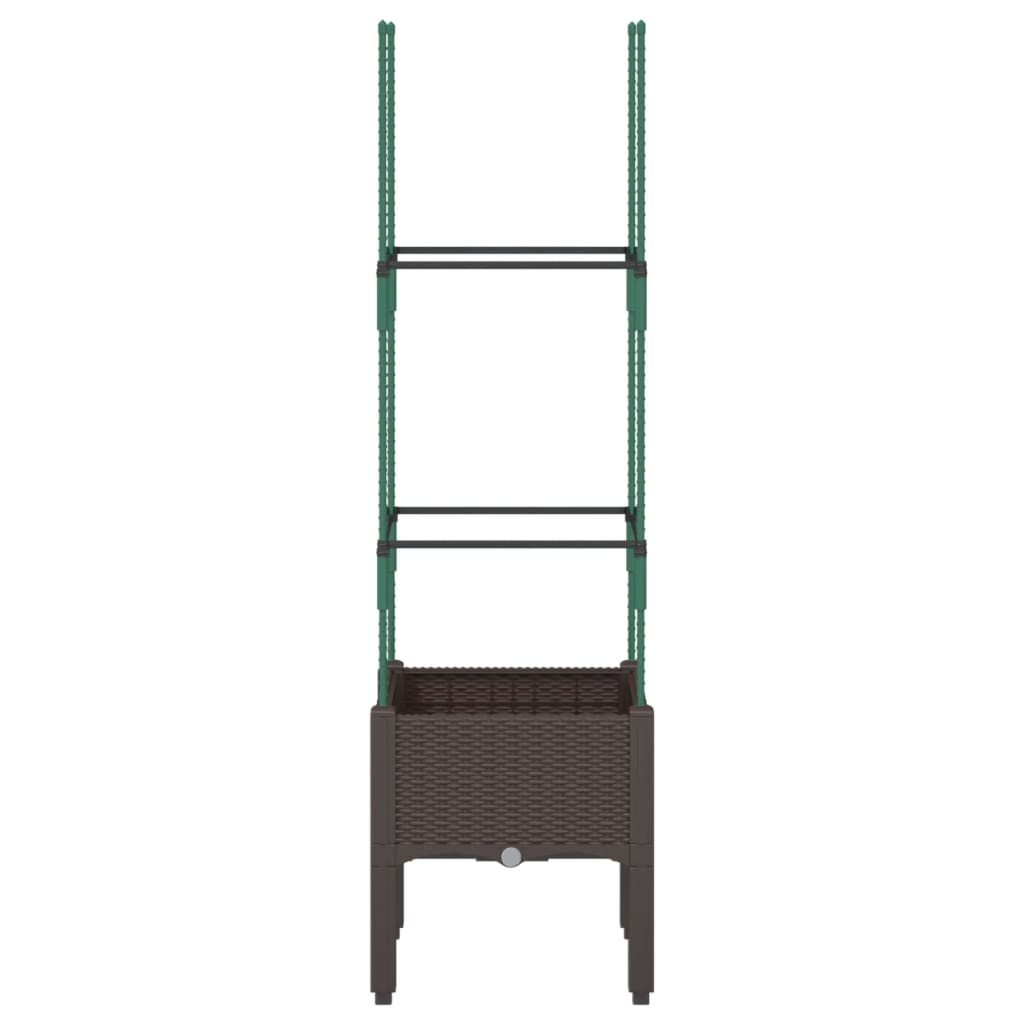 Vidaxl Planungskëscht mat Slat Aarbecht 40x4xx142.5 cm Polyprope brong