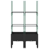 VIDAXL -Pflanzer mit Latwerk 80x40x142.5 cm Polypropen Schwarz