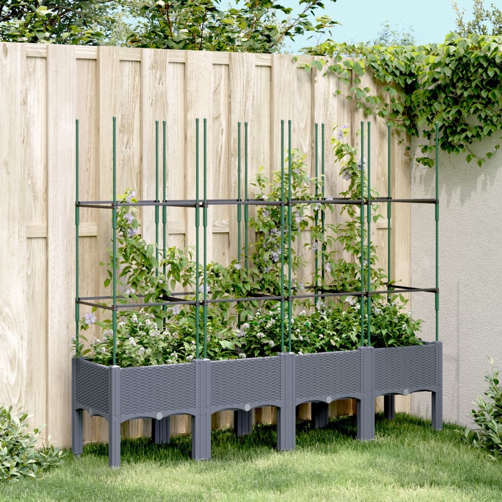 VidaXL Planter with Latwerk 160x40x142.5 cm Polypropene gray