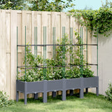 VidaXL Planter with Latwerk 160x40x142.5 cm Polypropene gray